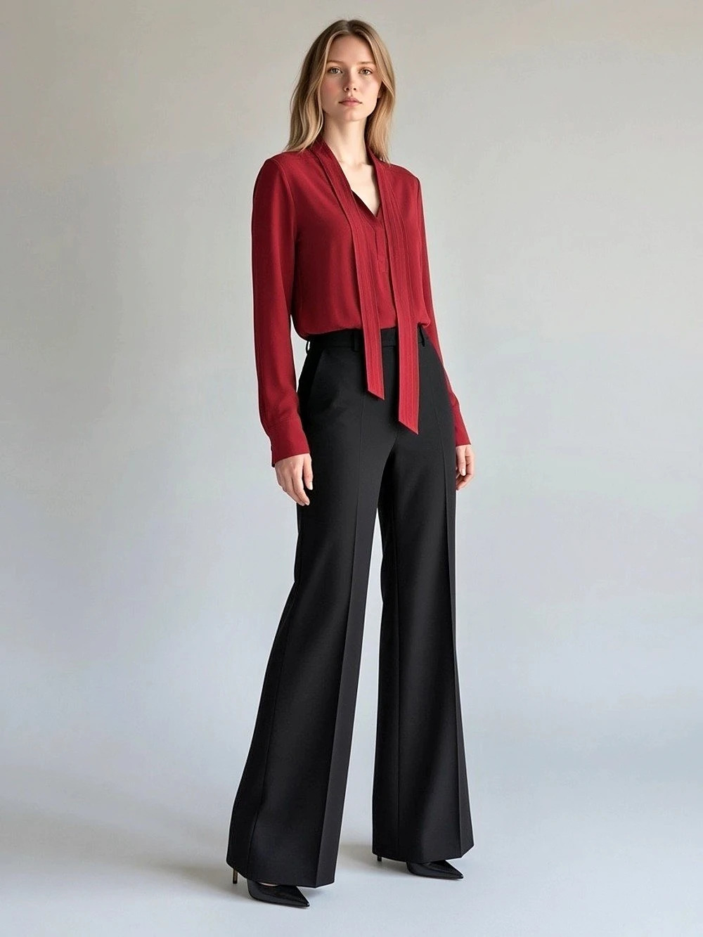 Proenza Schouler Tie Neck Blouse in Red Size Medium